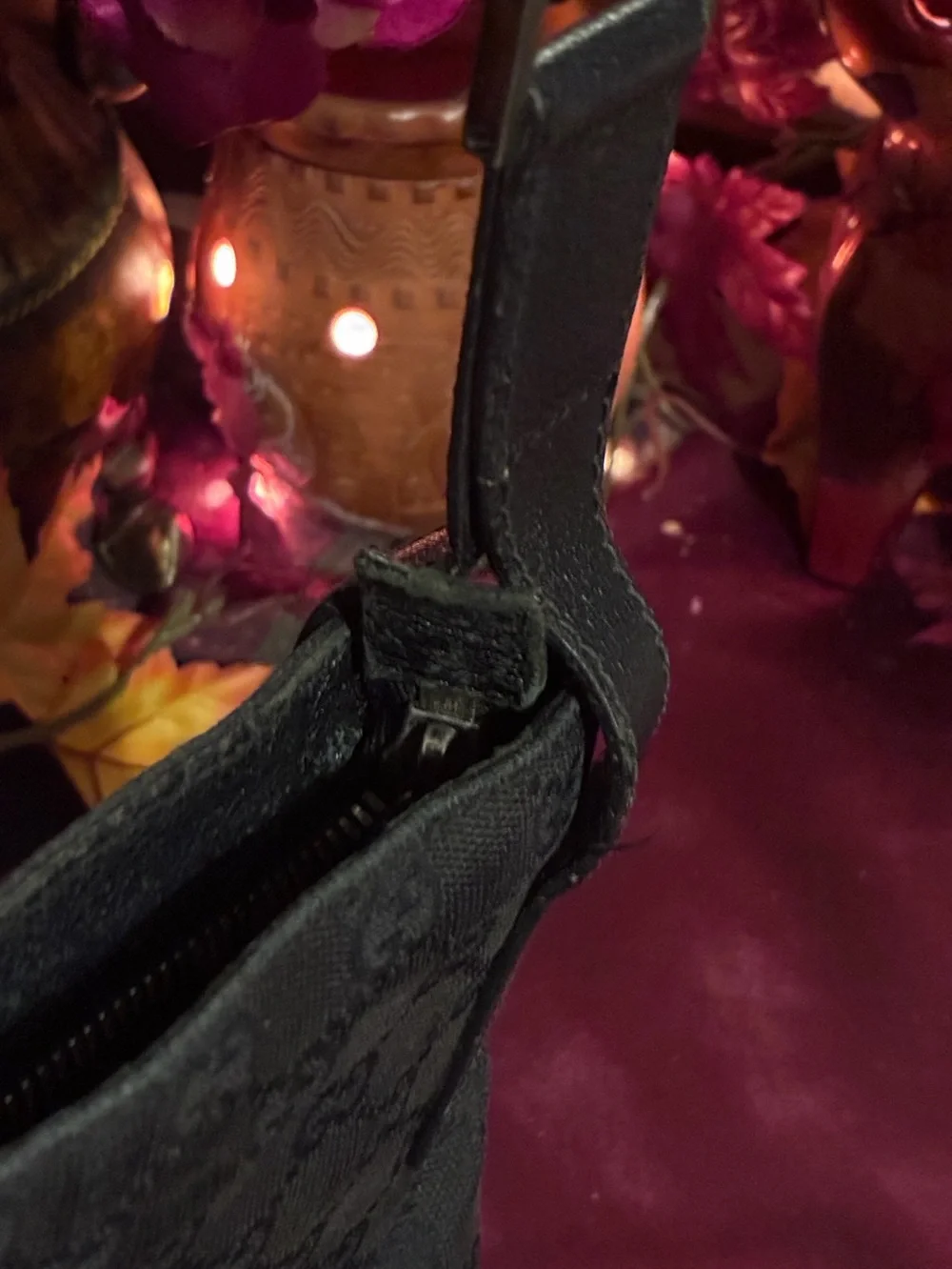 Gucci Black Monogram Messenger Bag with Adjustable Strap
